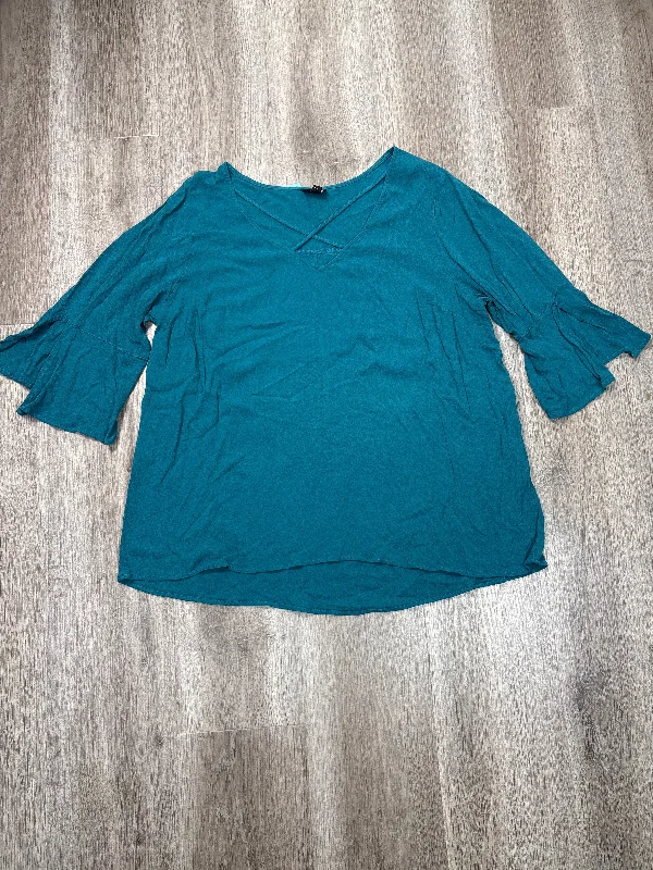 Art Deco Geometric Pattern Look Top 3/4 Sleeve By Torrid In Blue