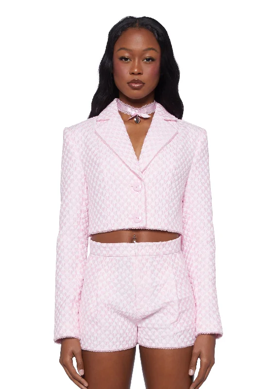 Budget Friendly Power Glamour Cropped Blazer