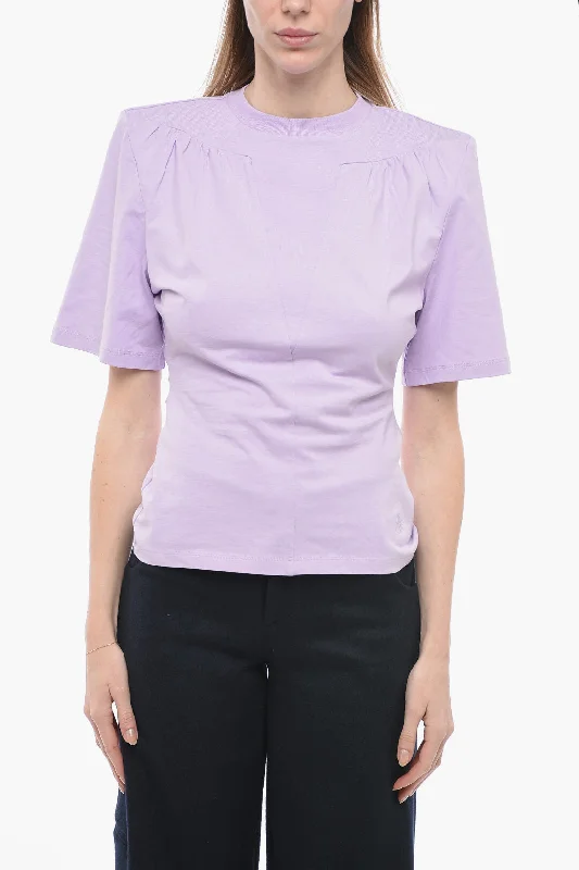 Vibrant Styles The Attico Short Sleeved JEWEL T-shirt With Padded Shoulders And Cutout