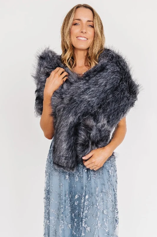 Special Occasion Wear Valerie Faux Fur Shawl | Dark Gray