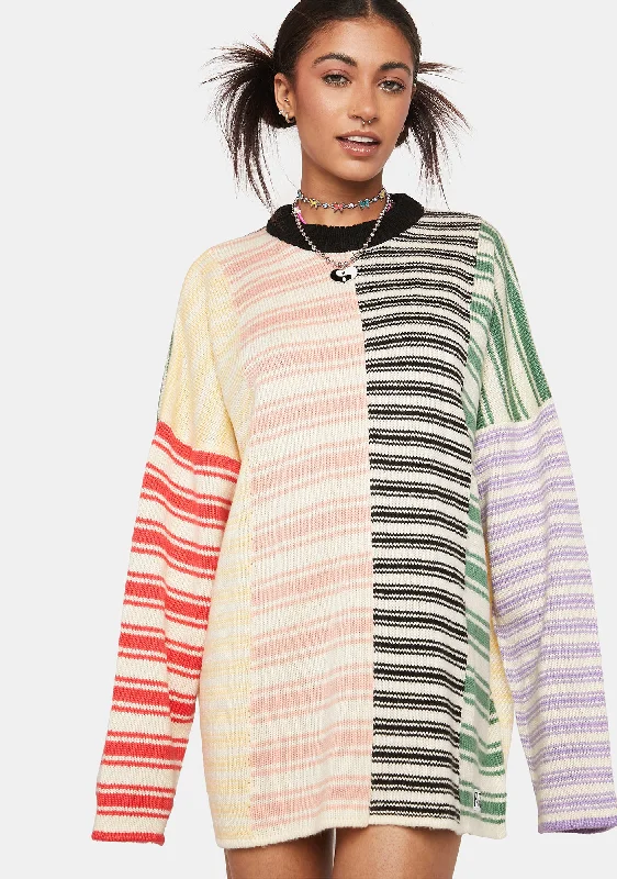 Cool Prices Splice Striped Knit Sweater