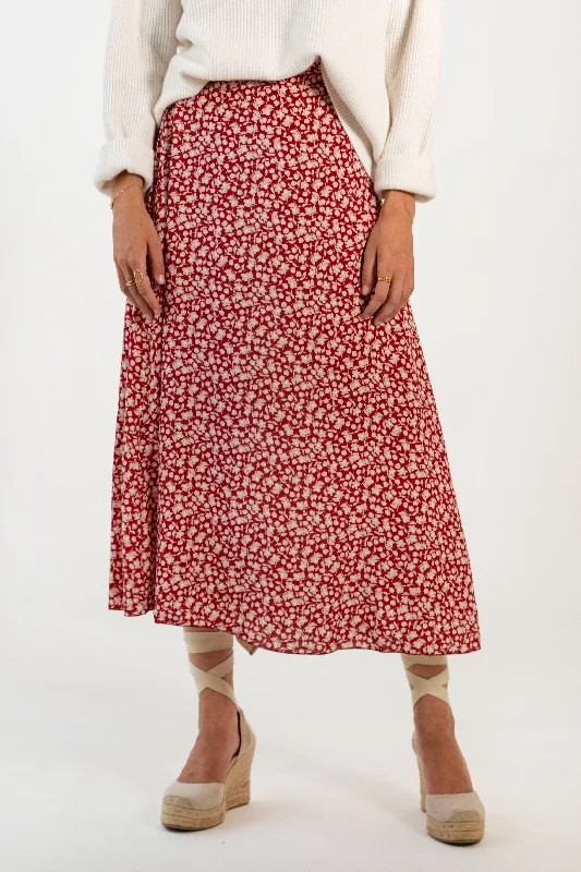 Vintage Retro Party Wear CARLA SKIRT // RED FLOWERS