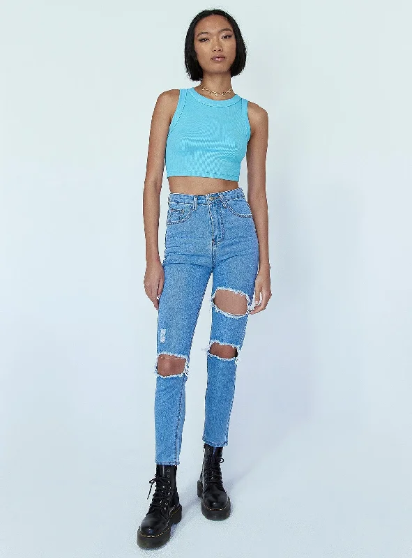 Urban Sophistication Lilla Distressed Straight Leg Denim Jeans