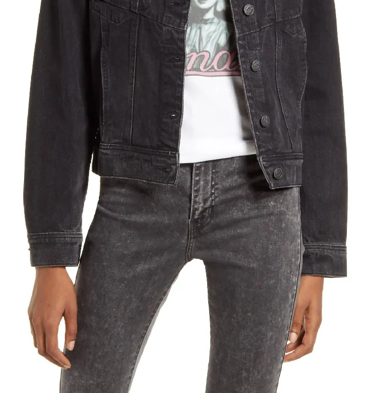 Latest Trends Women's Basic Trucker Denim Jacket In Black