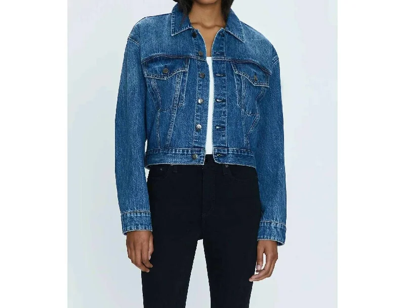 Nordic Minimalist Home Look Tatum Cropped Denim Jacket In Blue