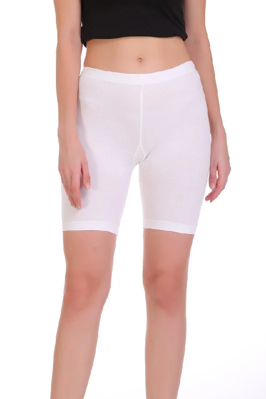 Casual Chic T.T. Women Cotton Spandex  Multipurpose Short  White