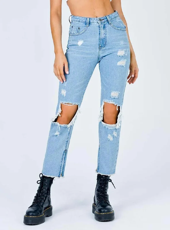 Holiday Attire Sale Erissa Knee Rip Jeans Light Wash Denim