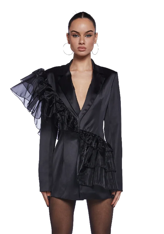 Sleek Design Mistress On Business Ruffled Blazer
