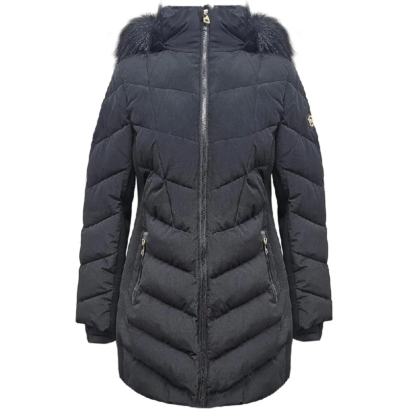 Comfort First Women's Fashion Michael Michael Kors Women's Chevron Scuba Coat, Black