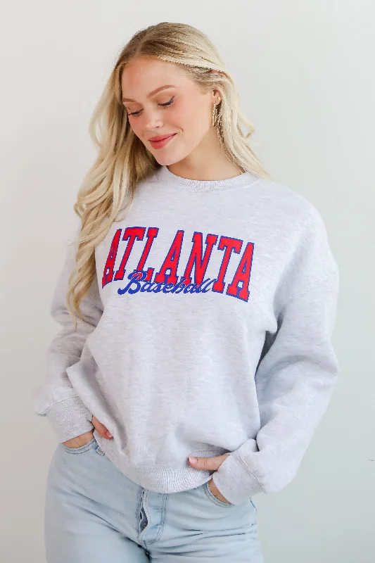 Trendy Women's Wear Collection Light Heather Grey Atlanta Baseball Sweatshirt