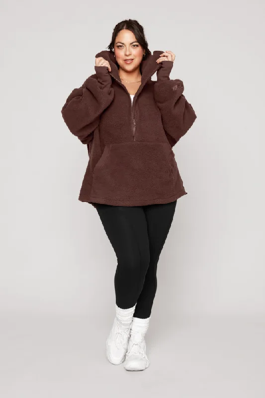 Shop Our Looks Big Hug Fleece Half Zip Sweater - Chocolate