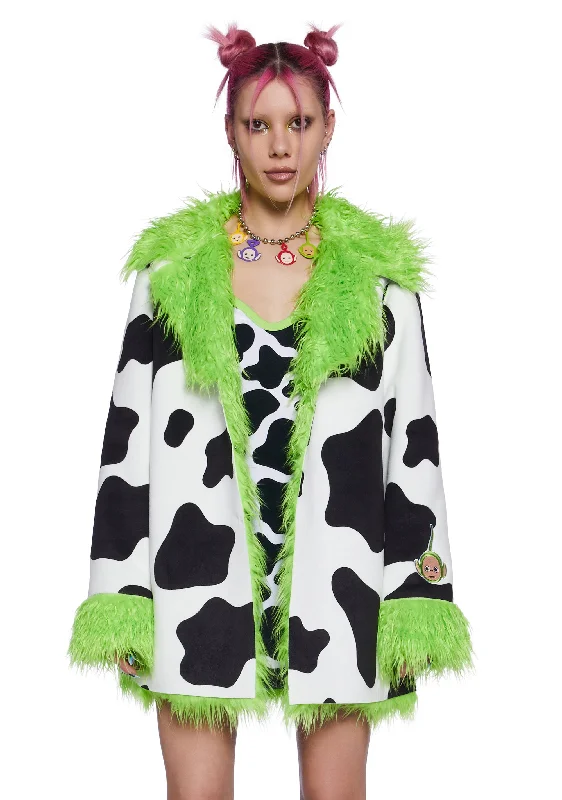 Trendy Street Style Dipsy Style Faux Fur Coat