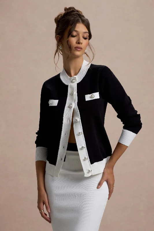 Don't Miss Out Joelle | Black & White Knit Cardigan
