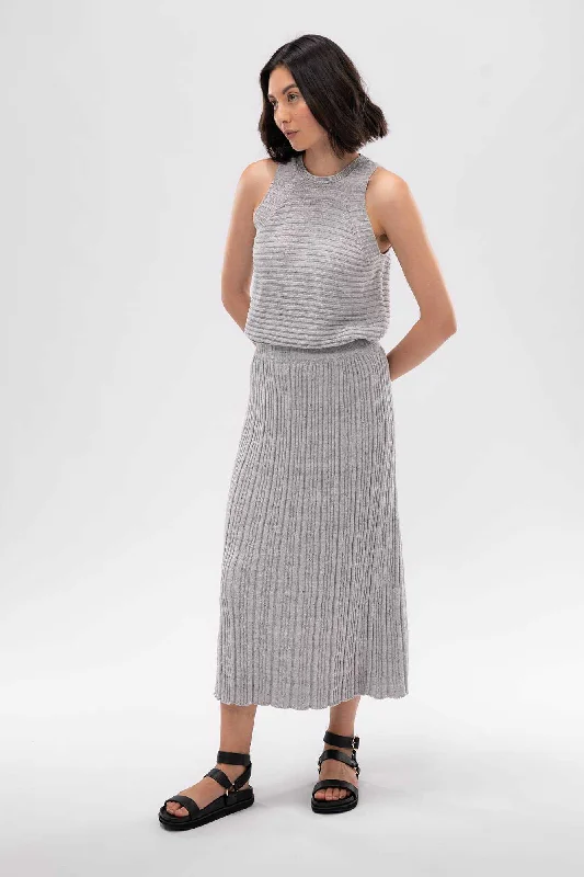 Elegant Ensemble Womens Mali Knit Skirt - Silver Birch