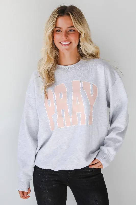 Comfort First Women's Wear Heather Grey Pray Sweatshirt