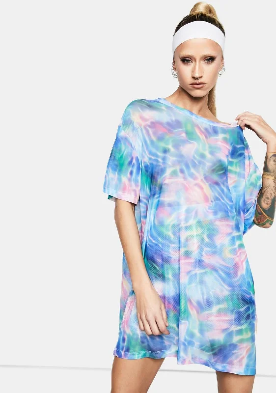 Fashion Sale Ocean Breeze Oversized Mesh Tee