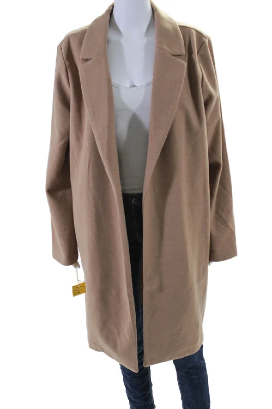 Best Seller Renuar Womens Solid Tan Open Front Long Sleeve Coat Jacket