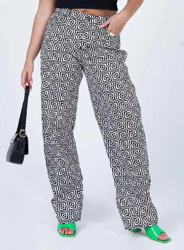 Graceful Cut Motel Parallel Jeans Optic Square Black / White