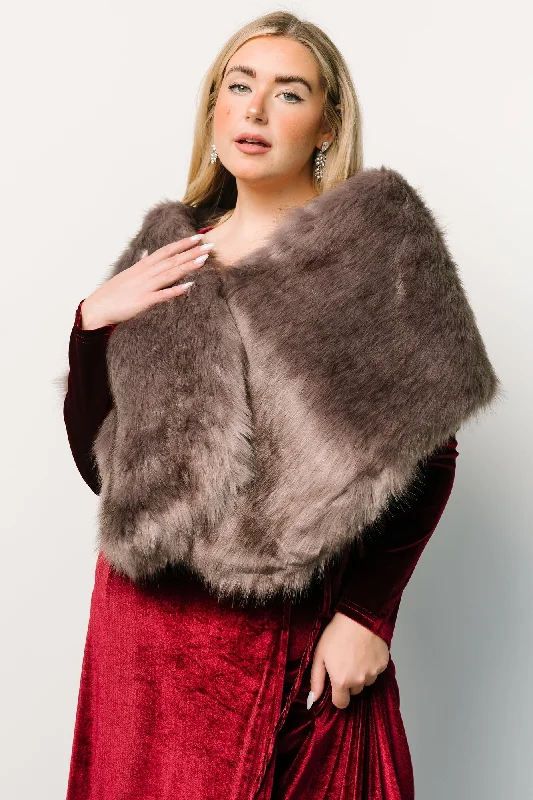 Chic & Cozy Apparel Jovie Faux Fur Shawl | French Gray