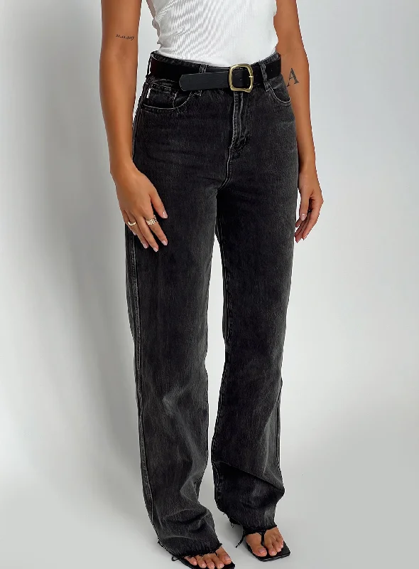 End Of Season Sale Karlina High Rise Straight Leg Jean Charcoal