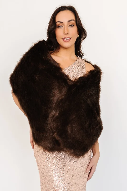 Quick Grab Deals Jovie Faux Fur Shawl | Chocolate