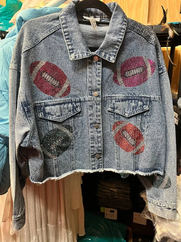 Sophisticated Fashion Football Stone Washed Denim Jacket
