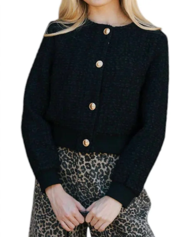 Limited - Edition Drops Tweed Bomber Jacket In Black