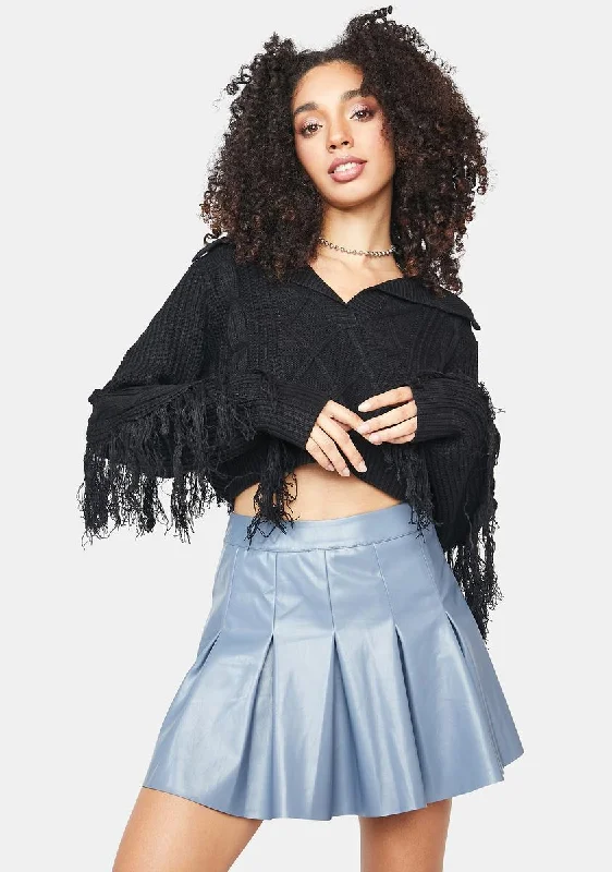 Urban Sophistication Dark Find Your Calling Fringe Sweater