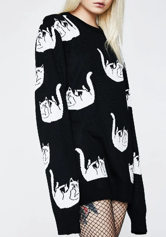 Classic Appeal Onyx Falling For Nermal Knit Sweater