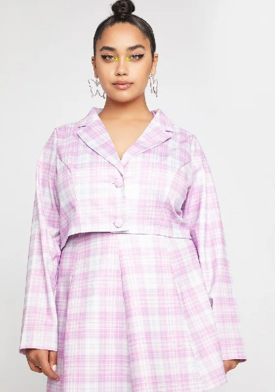 Chic And Edgy Plus Pretty Back 2 School Baddie Plaid Blazer