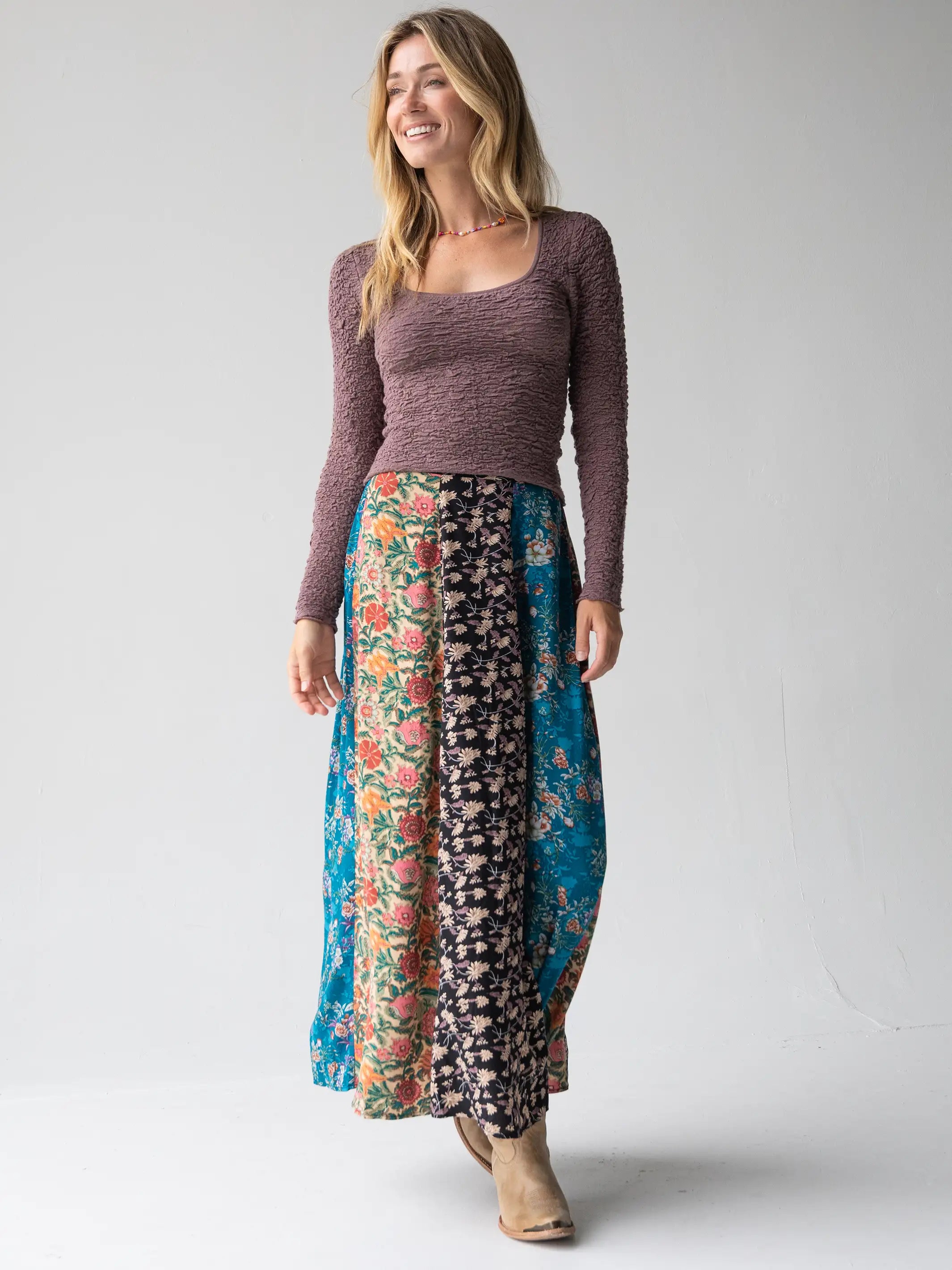 Must Haves Valentina Maxi Skirt - Turquoise Mixed Print