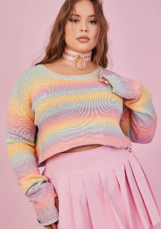 Save On Inspired Styles Plus Rainbow Sadie Hawkins Striped Sweater