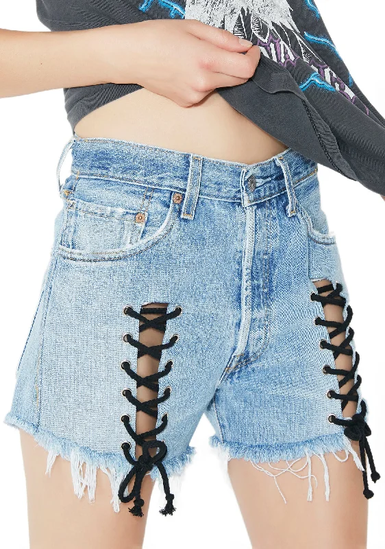 Classic Appeal Denim Lace-Up Shorts