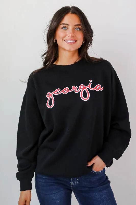 Chic Style, Always In Vogue Black Georgia Script Sweatshirt