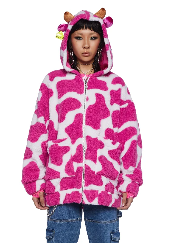 Flash Sale, Don't Miss Moo-Tastic Mingle Hooded Sherpa Jacket