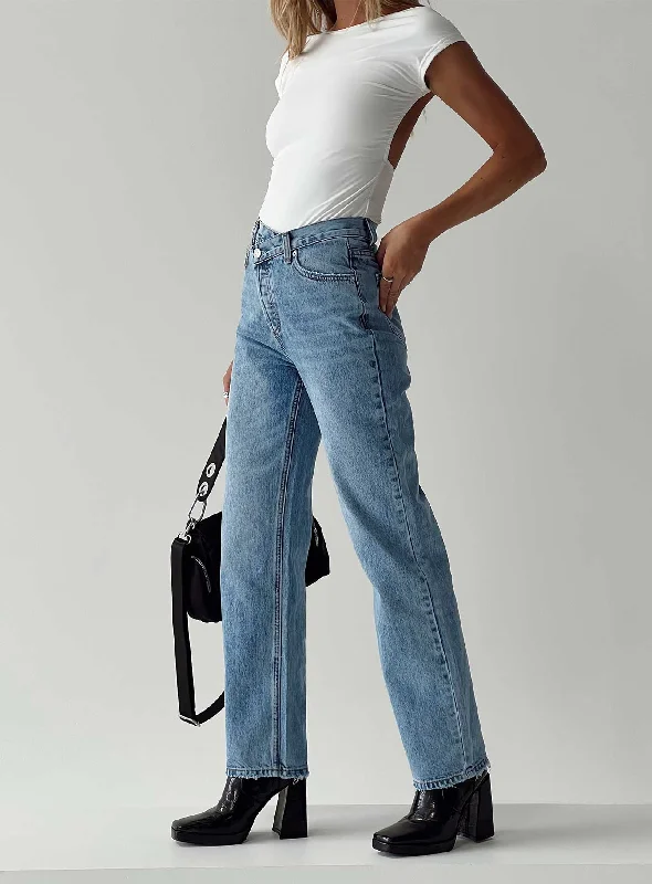 Buy More, Save More Holly Asymmetric Straight Leg Jean Light Wash Denim