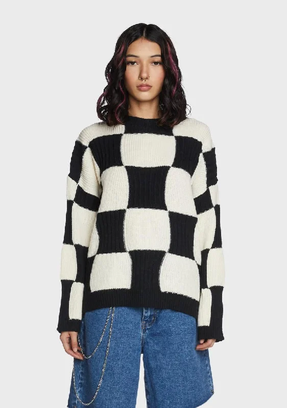 Limited Styles Not So Amused Checkered Sweater