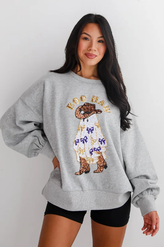 End Of Season Clearance FINAL SALE - Boo Haw Sequin Sweatshirt