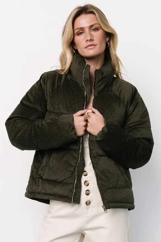 Special Offers Holden Corduroy Puffer Jacket | Olive Charcoal