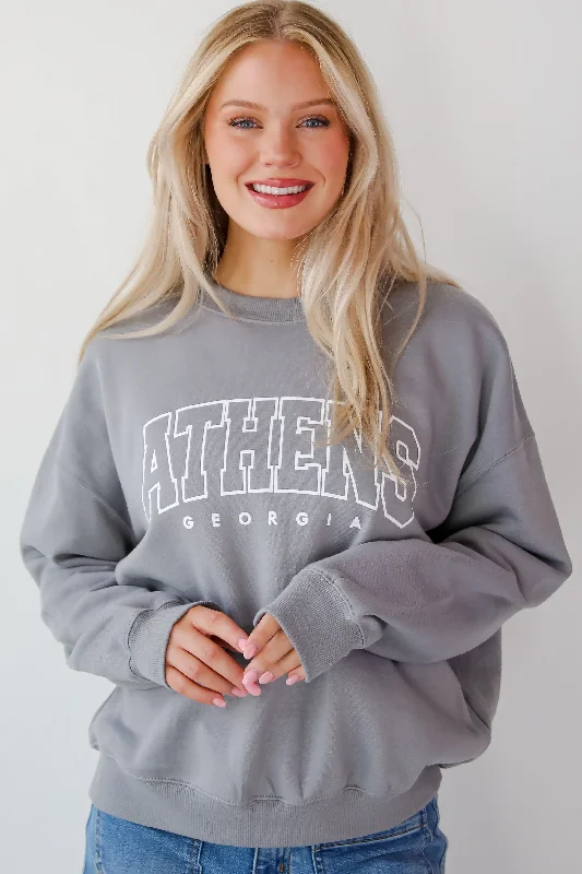 Dive Into Trendy Women's Fashion Grey Athens Georgia Sweatshirt