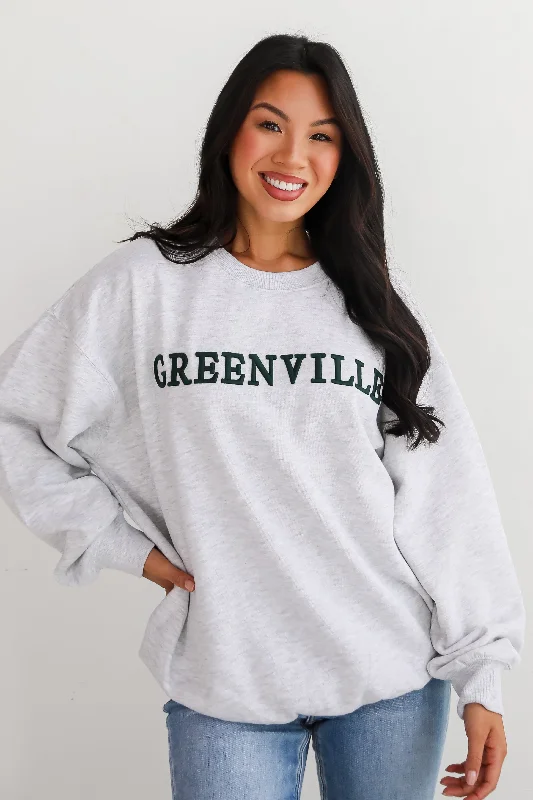 Women's Urban Fashion Heather Grey Greenville Embroidered Sweatshirt