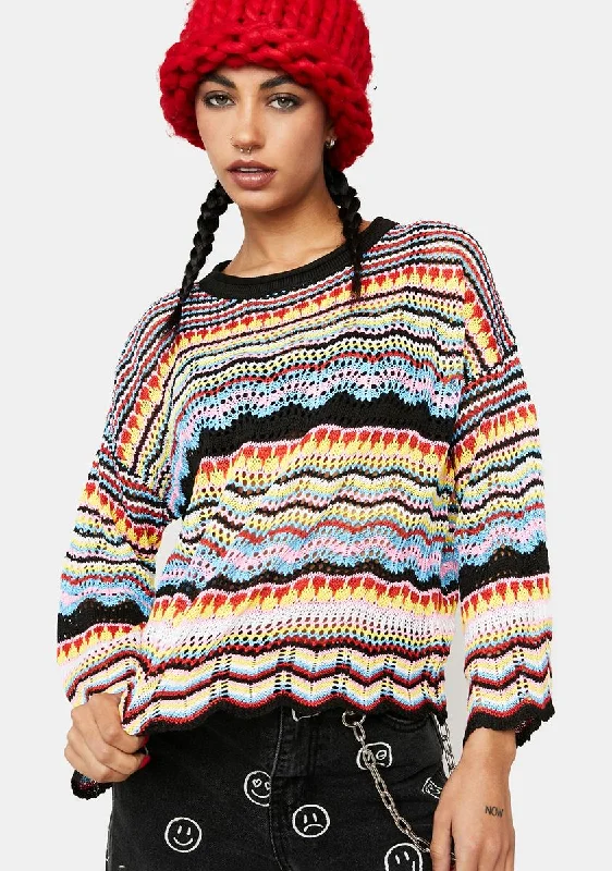 Signature Style Essentials Enlighten Me Zig Zag Sweater Top