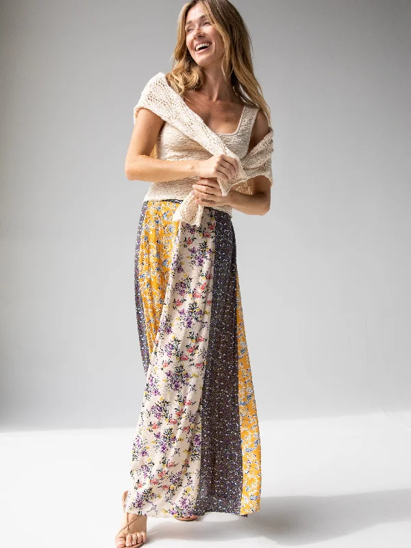 Absurdly Cheap Sale Valentina Maxi Skirt - Yellow Cream Floral Mix