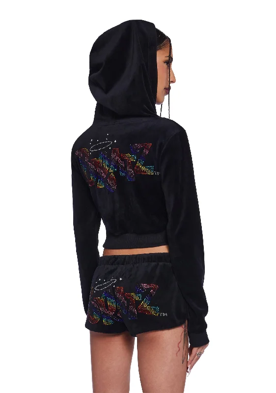 Casual Chic Clothing Keep It Glossy Velour Jacket - Rainbow