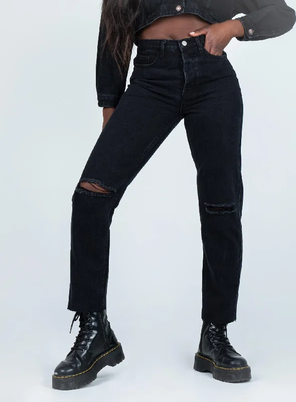 Flash Sale Fever Attica Knee Rip Denim Jeans Black