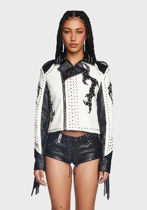 Travel Essentials Ryder Fringe Two-Tone Moto Jacket