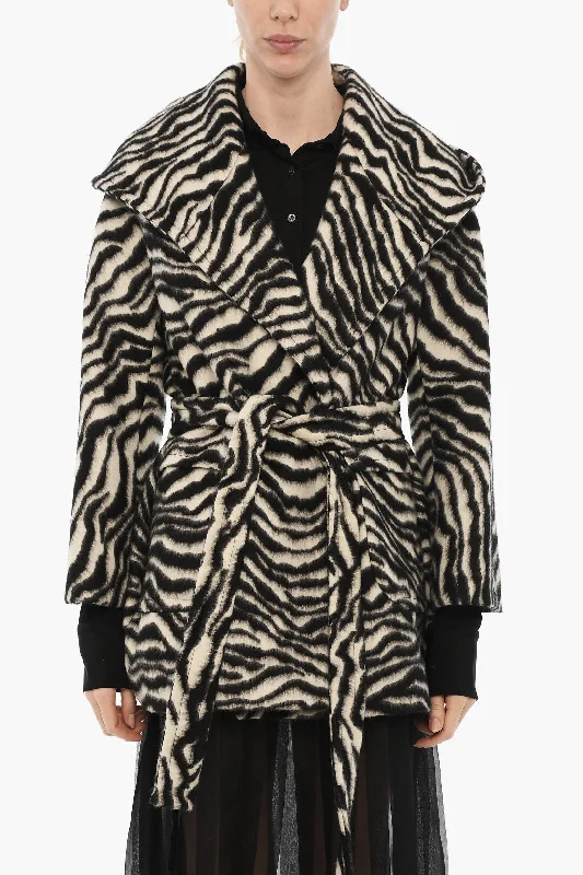 End Of Season Sale Tagliatore Animal Motif Coat with Belt