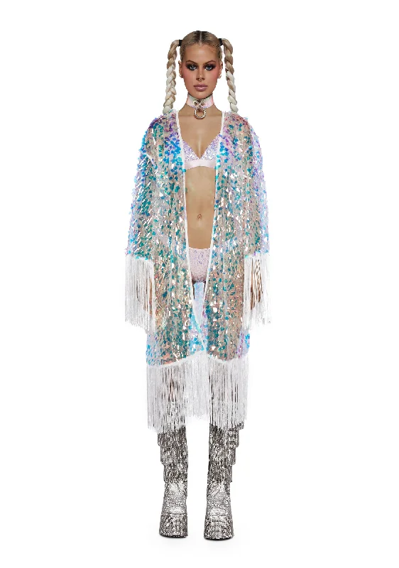 Vintage Retro Party Wear Drama Shield Sequin Kimono