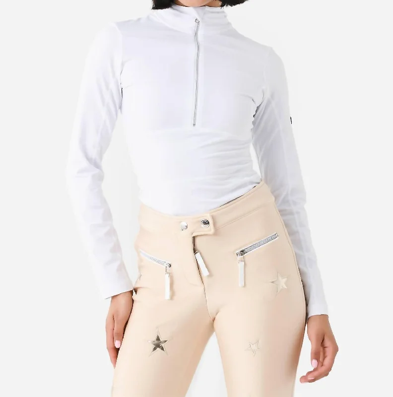 Style Streetwear Ginger Half-Zip Base Layer Top In White