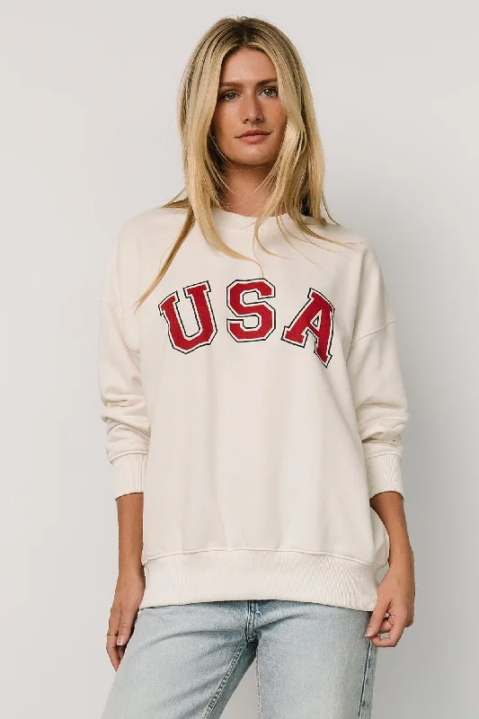 Special Offer USA Oversized Sweatshirt | Ivory